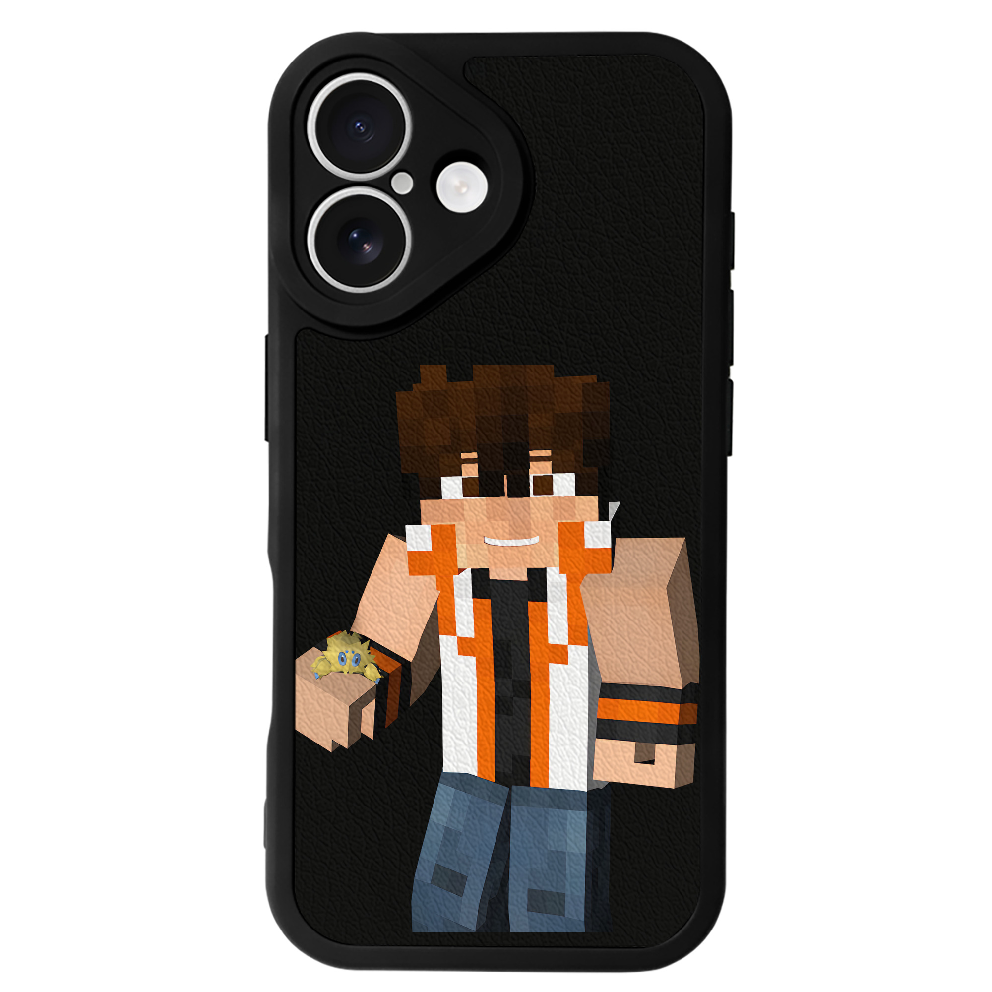 （画像用） マインクラフト ブロックの世界 Minecraft MC Block world 【iPhone 16シリーズ対応】シリコンスマホケース（レザー調） 材質：シリコン
